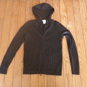 Woman's Cotton Blend Zip Up Shimmering Hoodie Sweater